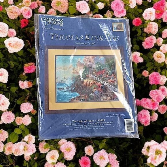 Thomas Kinkade Cross Stitch Kit The Light of Peace 51009 Candamar Lighthouse Vtg - Picture 16 of 16